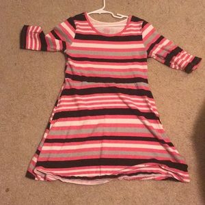 Pink white gray and brown dress